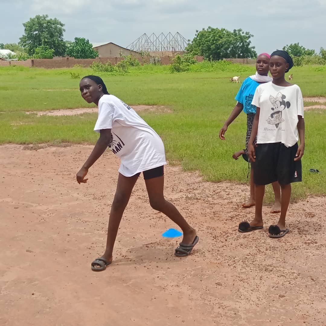 Taking a turn at the throwing drill