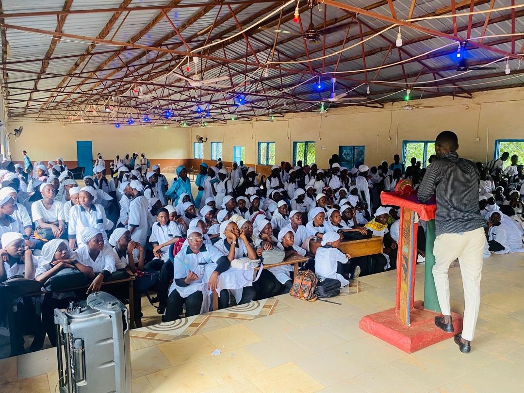 Presenting to students during the school tour
