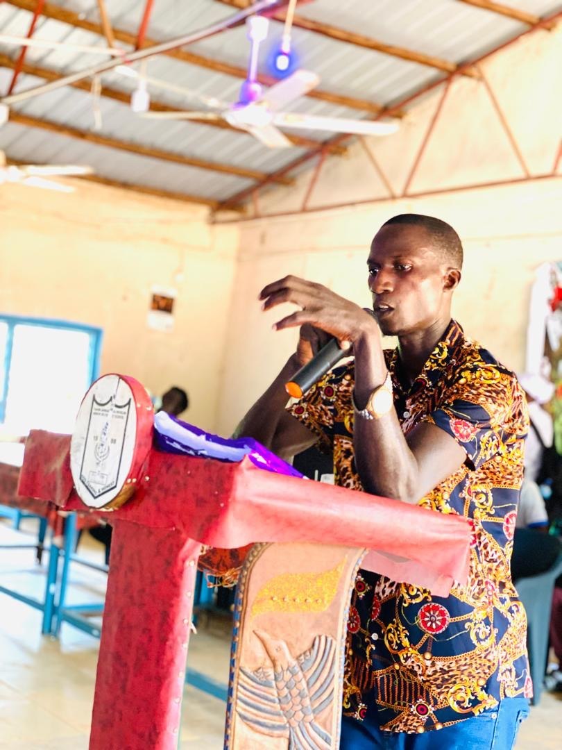 A presentation at the school lectern