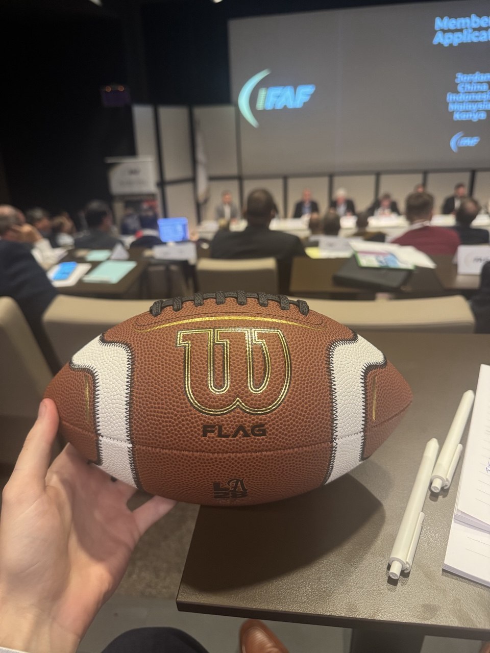 A Flag Football photographed during the Congress.